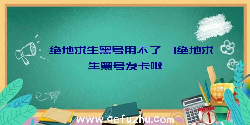 「绝地求生黑号用不了」|绝地求生黑号发卡啦